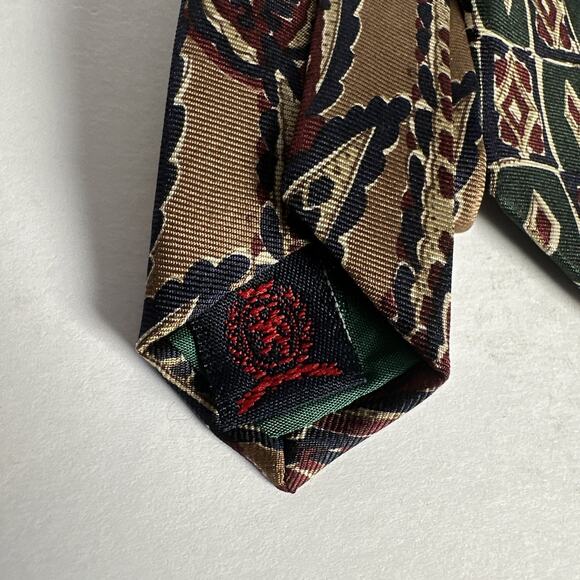 NEW Vintage Tommy Hilfiger Men’s Tie Green Medal Medallions Italian Silk USA - Picture 2 of 5